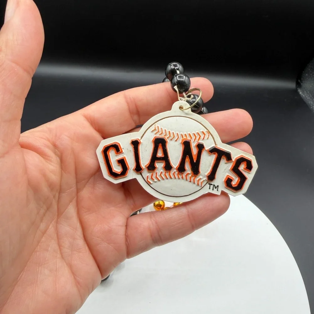 San Francisco Giants Beaded Necklace Black Orange Logo Pendant MLB Baseball